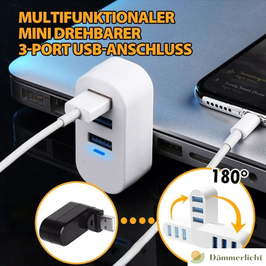 Multifunktionaler Mini drehbarer 3-Port USB-AnschlussUSBWOWWAHLDämmerlichtWeiß