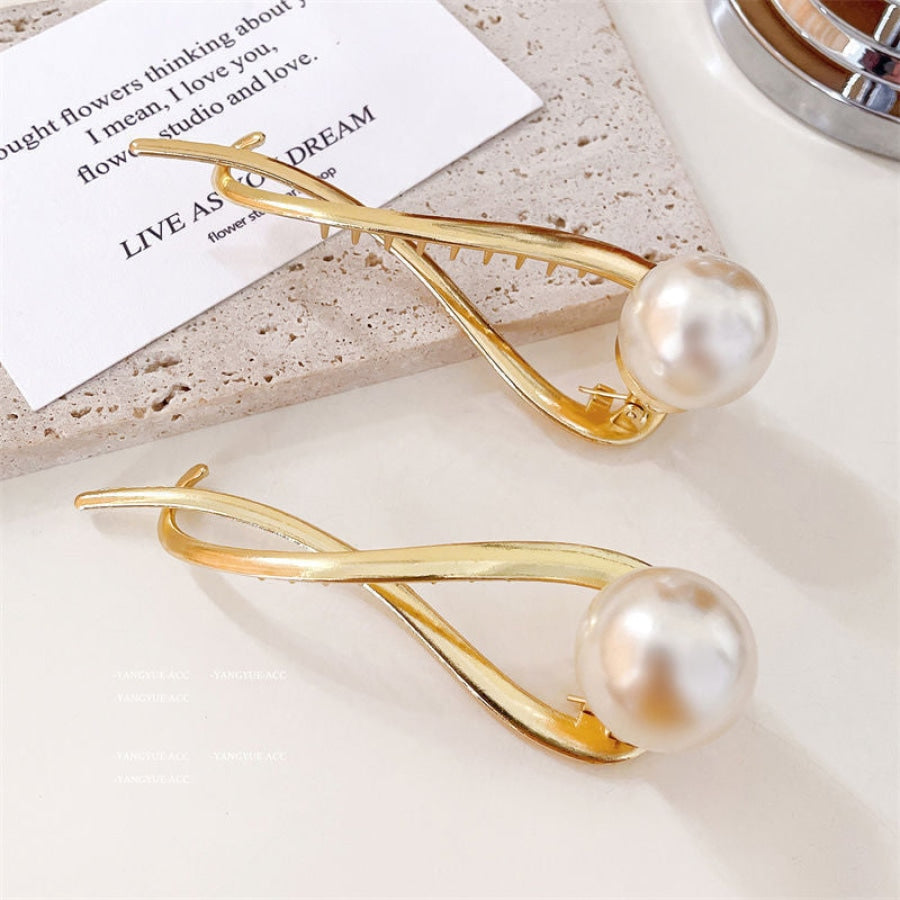 Elegante Und Einfache Perlenhaarspange Gold