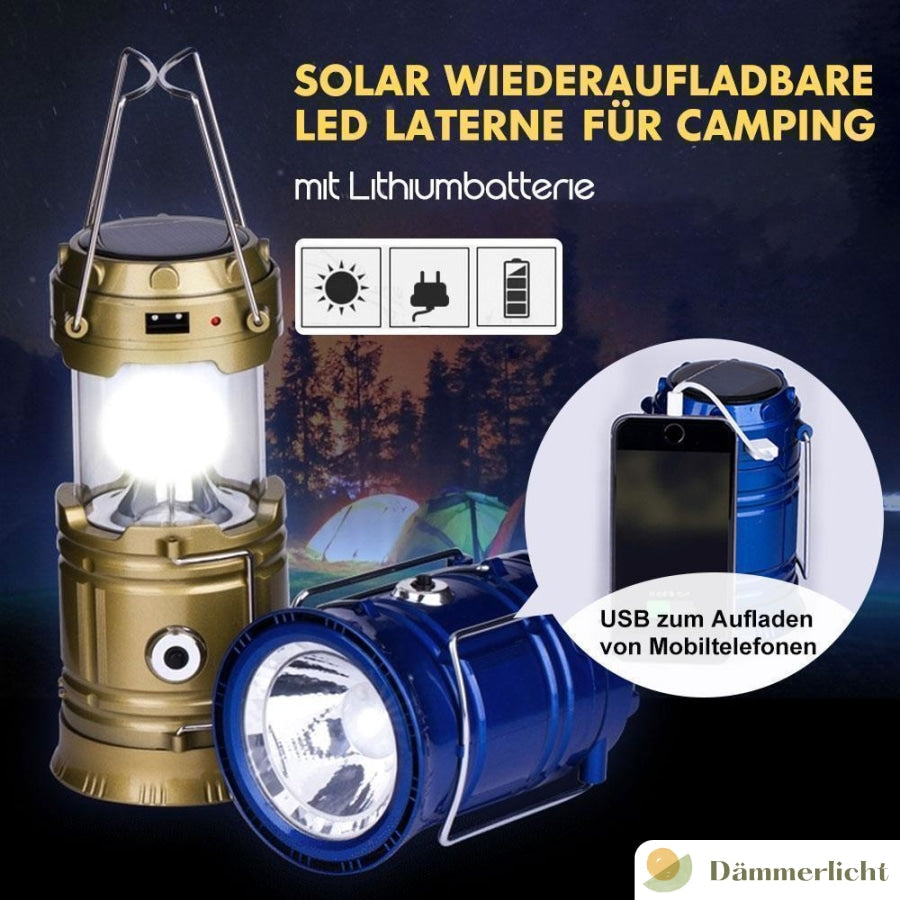 Solar wiederaufladbare LED Laterne für Camping, mit LithiumbatterieHaushaltwunderwahlDämmerlichtGold (Flammenlichteffekt)