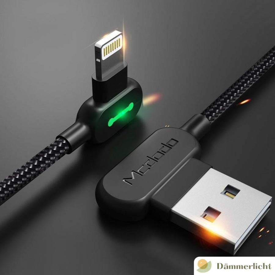 Bequee Lightning-USB Aufladung Kabel mit 90-Grad-Design für iOS und AndroidPhone ChargingWOWWAHLDämmerlichtLIGHTNING / 1.2m