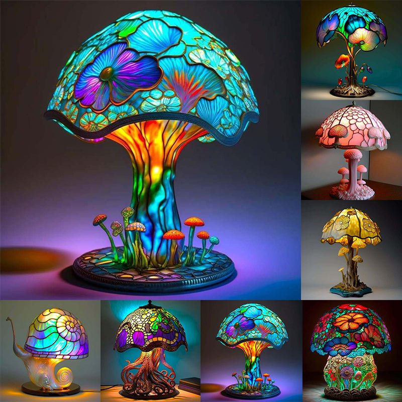 Vielfarbige Harz-Glas-Botanical-Serie Tischlampe | Kunsthandwerk Leuchten - JRShops