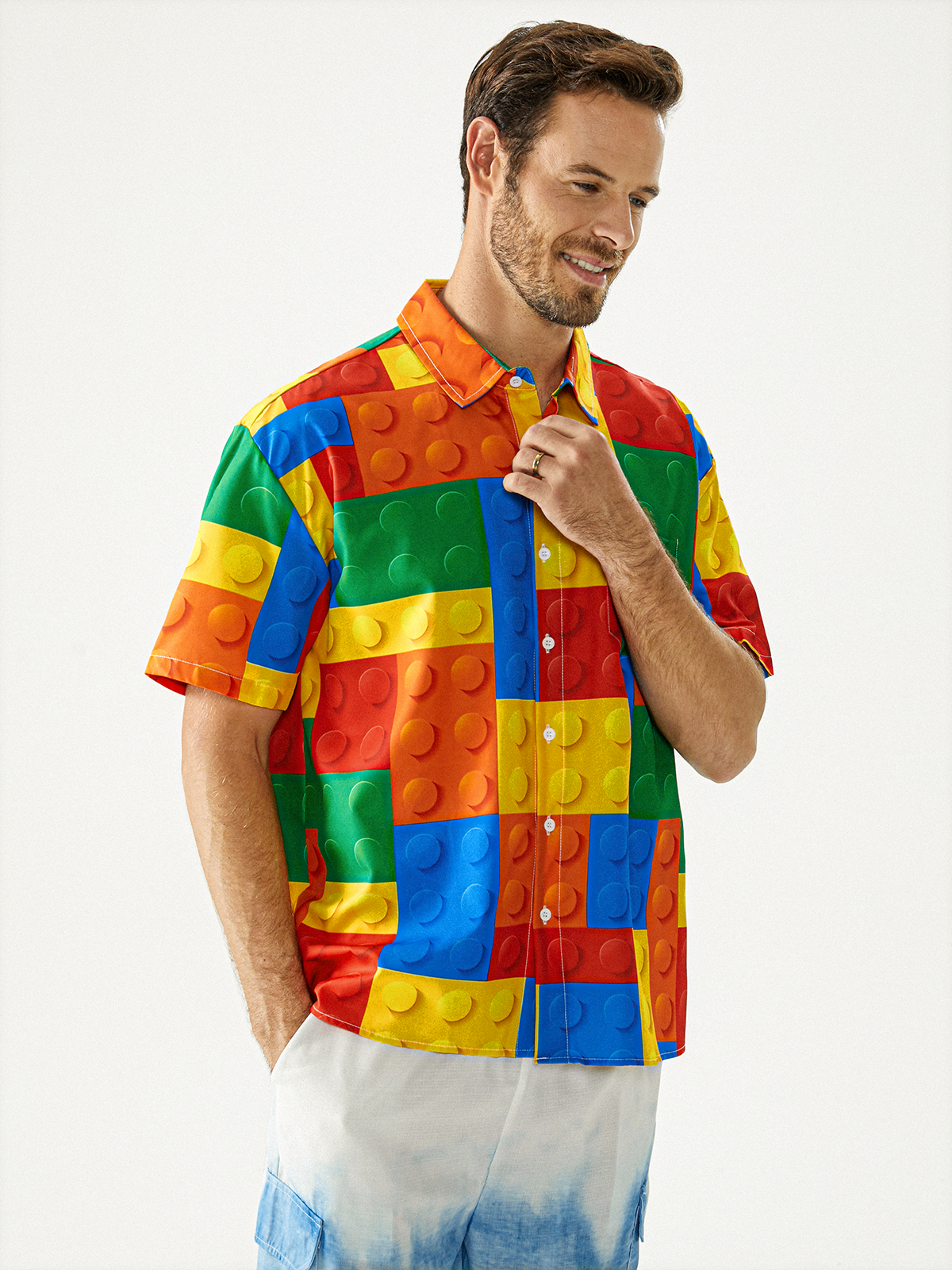 Hardaddy Minifigures Chest Pocket Short Sleeve Casual Shirt