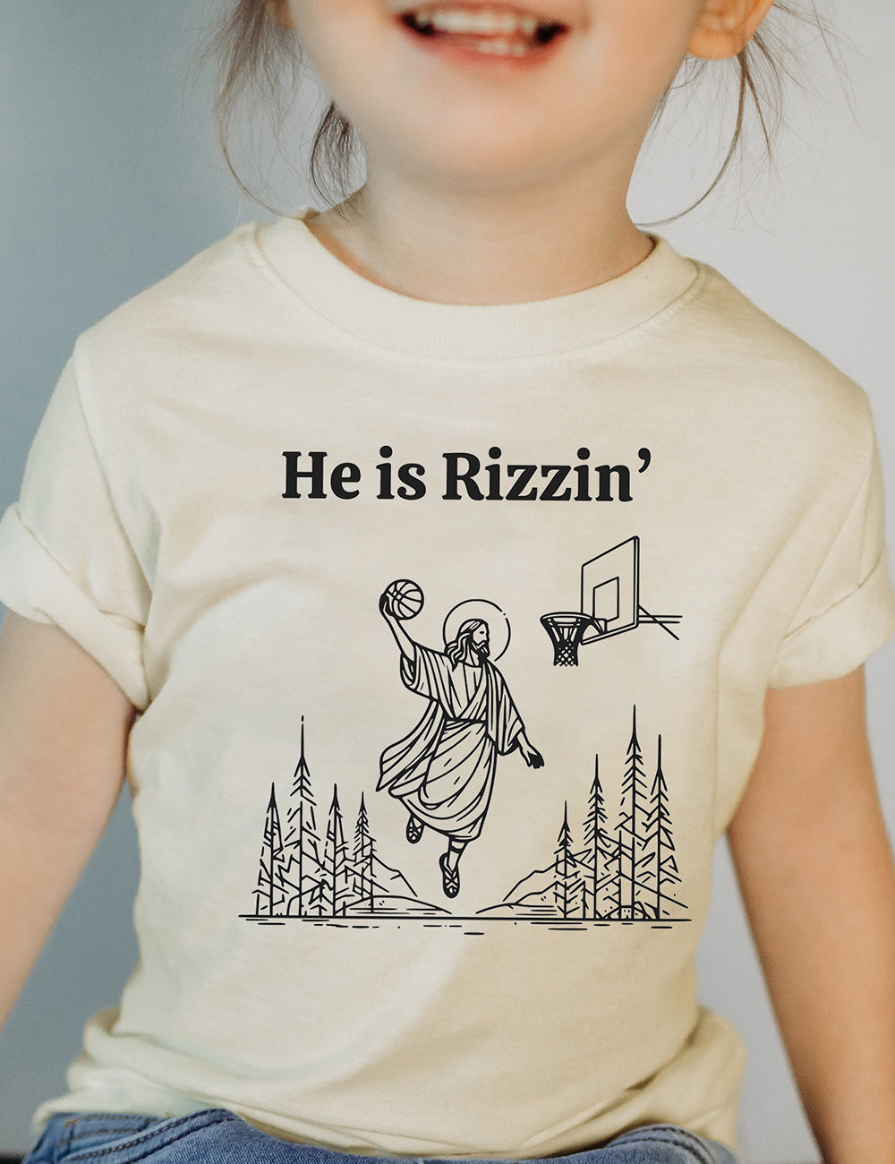 He Is Rizzin' Kids Tee