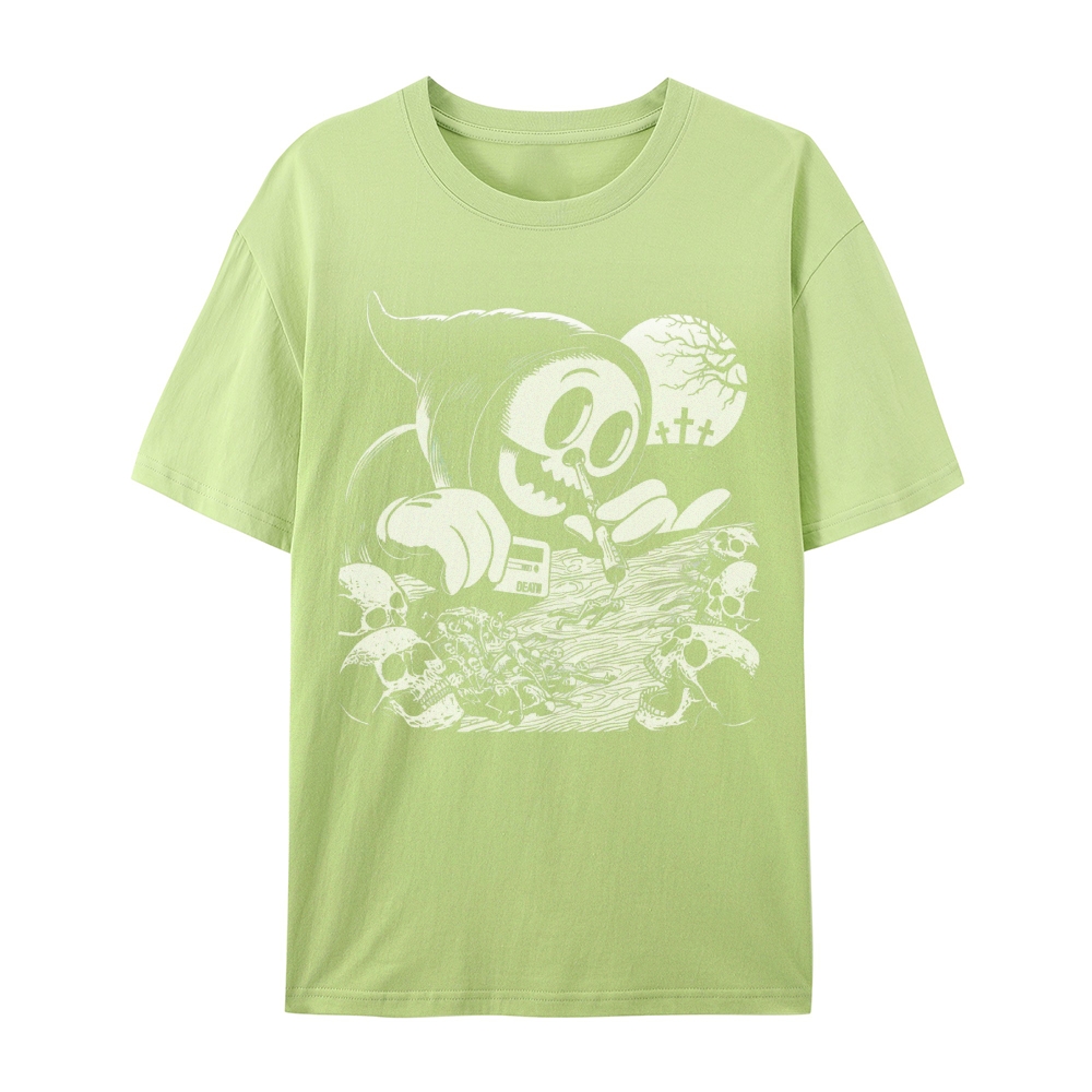 Gothic Grim Reaper Print Round Neck Cotton T-Shirt