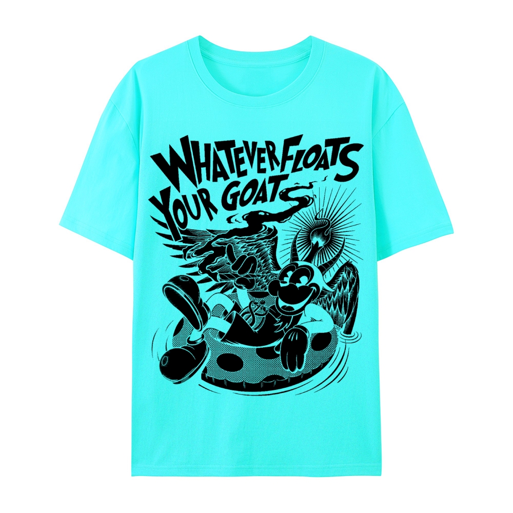 Gothic Print Crew Neck Cotton T-Shirt - Whatever Floats Your Goat