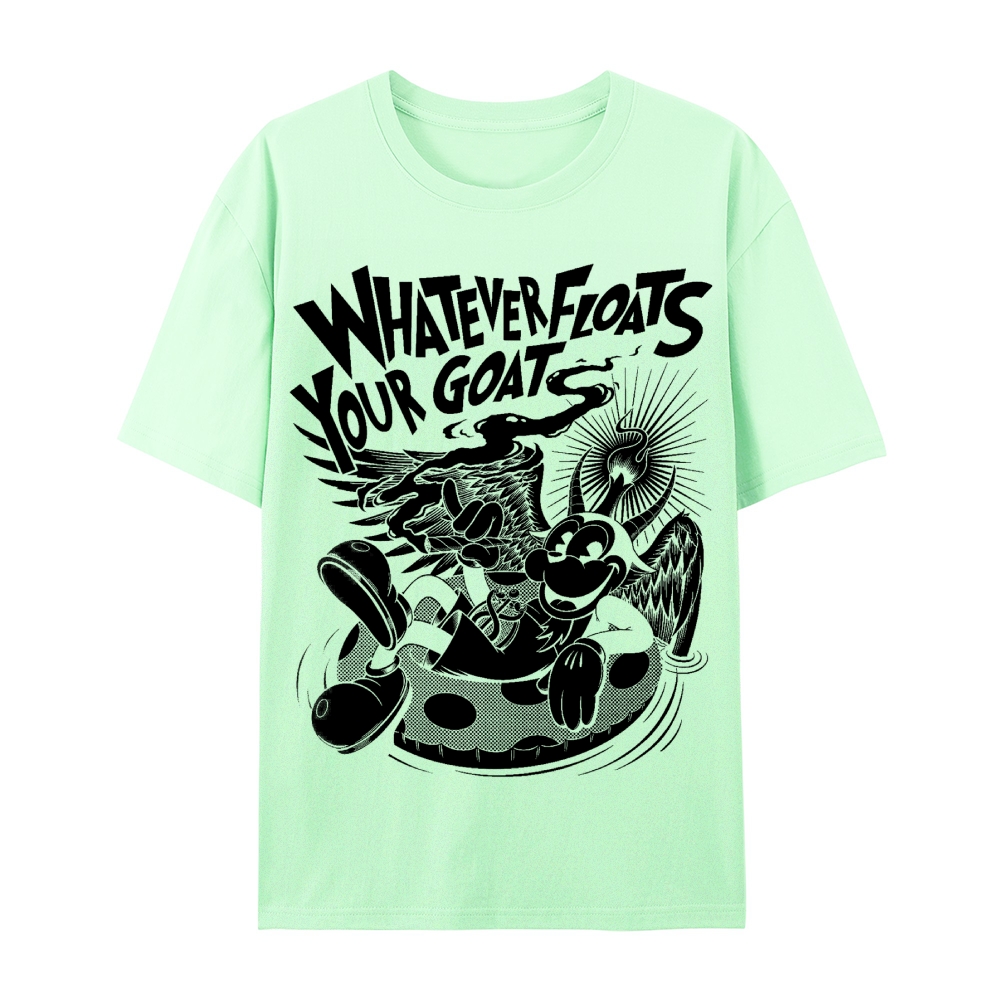 Gothic Print Crew Neck Cotton T-Shirt - Whatever Floats Your Goat