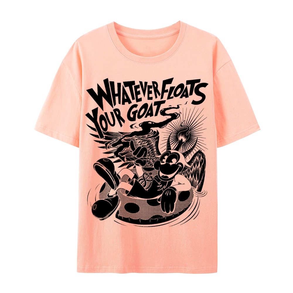 Gothic Print Crew Neck Cotton T-Shirt - Whatever Floats Your Goat