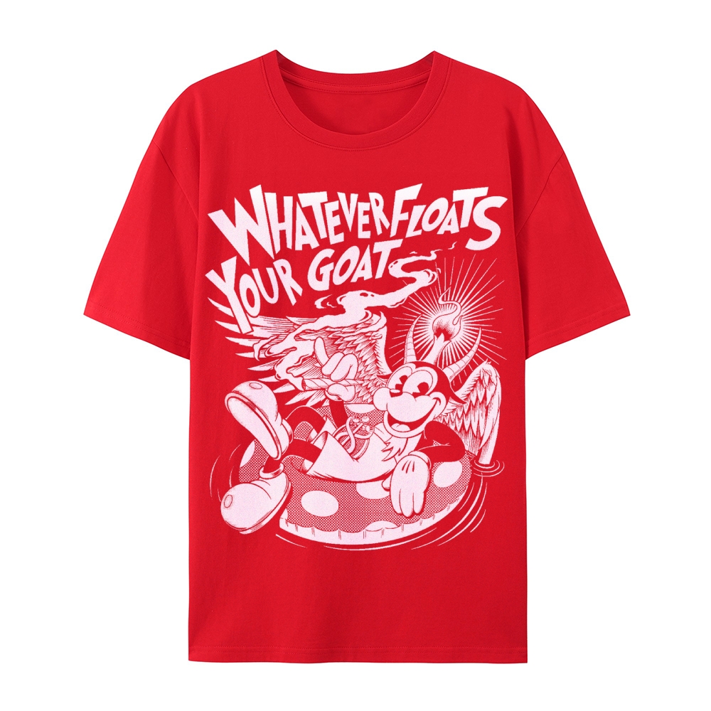 Gothic Print Crew Neck Cotton T-Shirt - Whatever Floats Your Goat