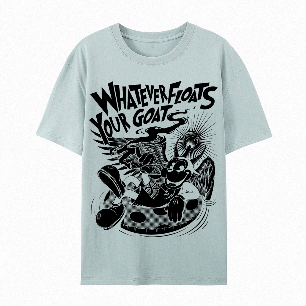 Gothic Print Crew Neck Cotton T-Shirt - Whatever Floats Your Goat