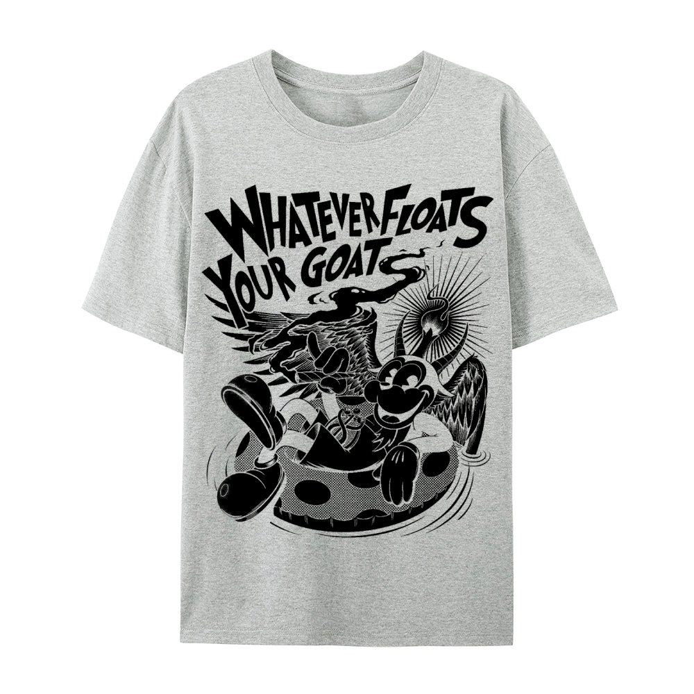 Gothic Print Crew Neck Cotton T-Shirt - Whatever Floats Your Goat