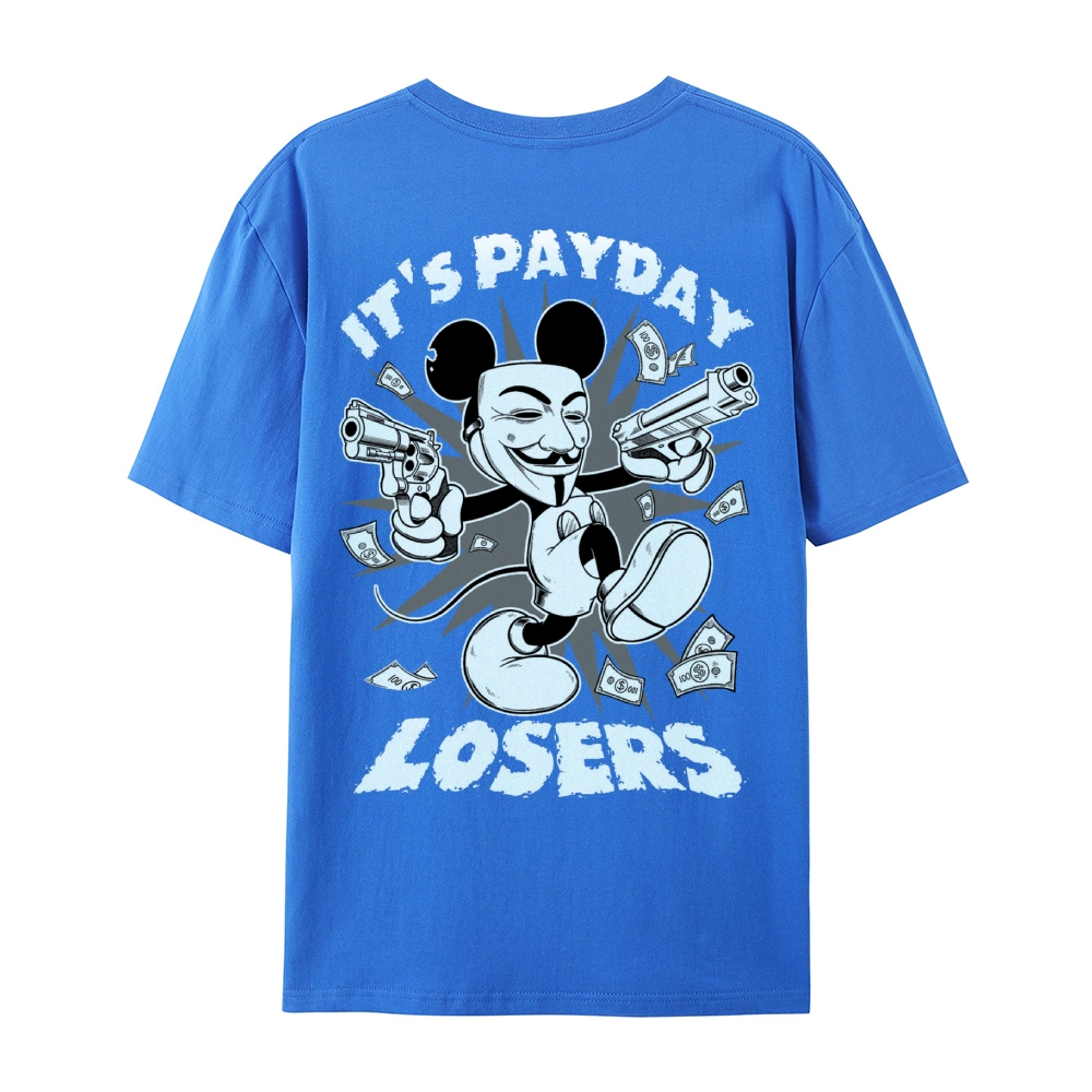 Gothic Fleischer Style Graphic Crew Neck T-Shirt - PAYDAY