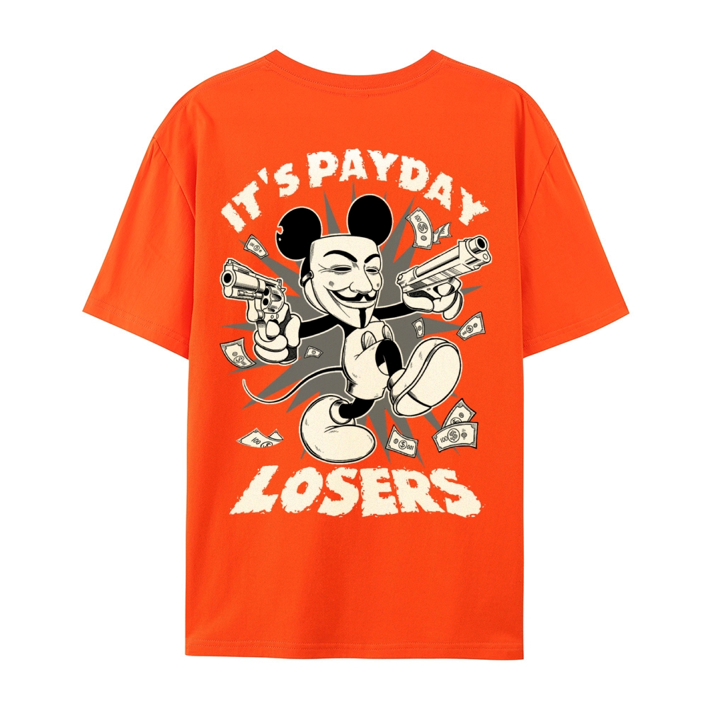 Gothic Fleischer Style Graphic Crew Neck T-Shirt - PAYDAY