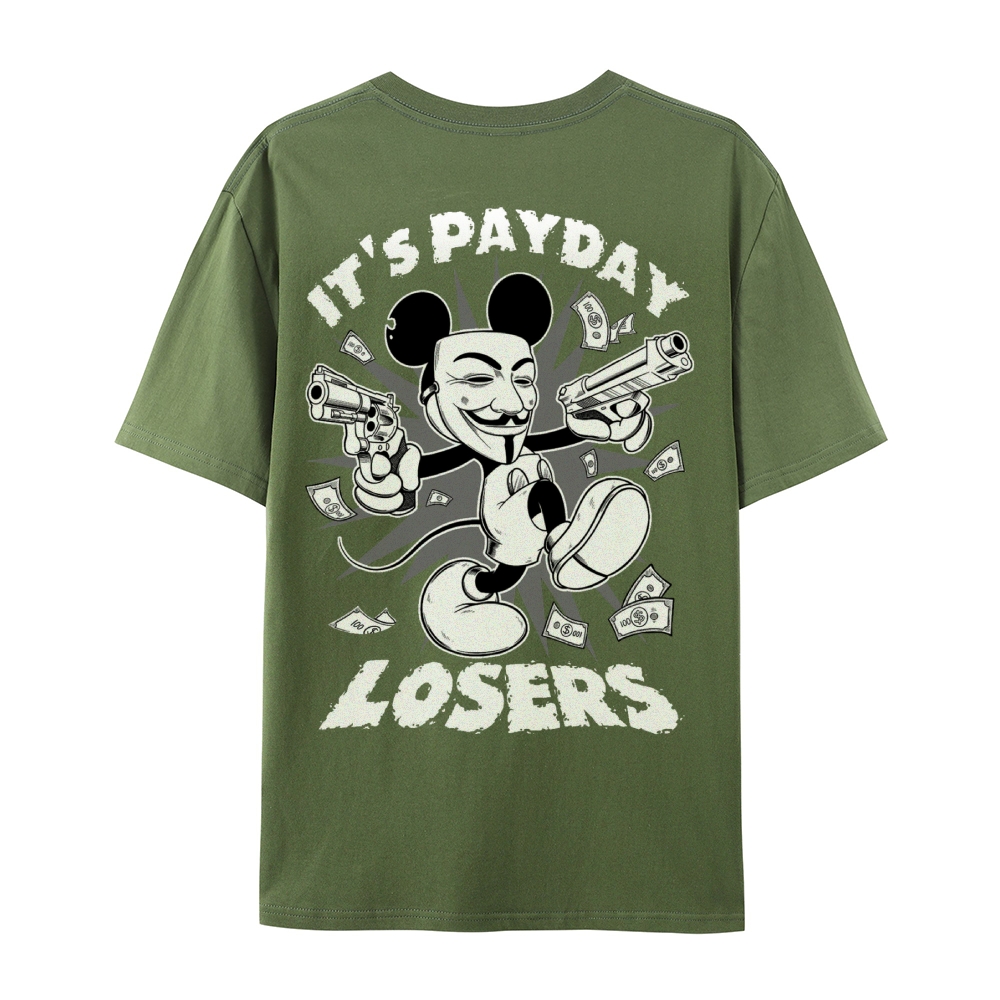 Gothic Fleischer Style Graphic Crew Neck T-Shirt - PAYDAY