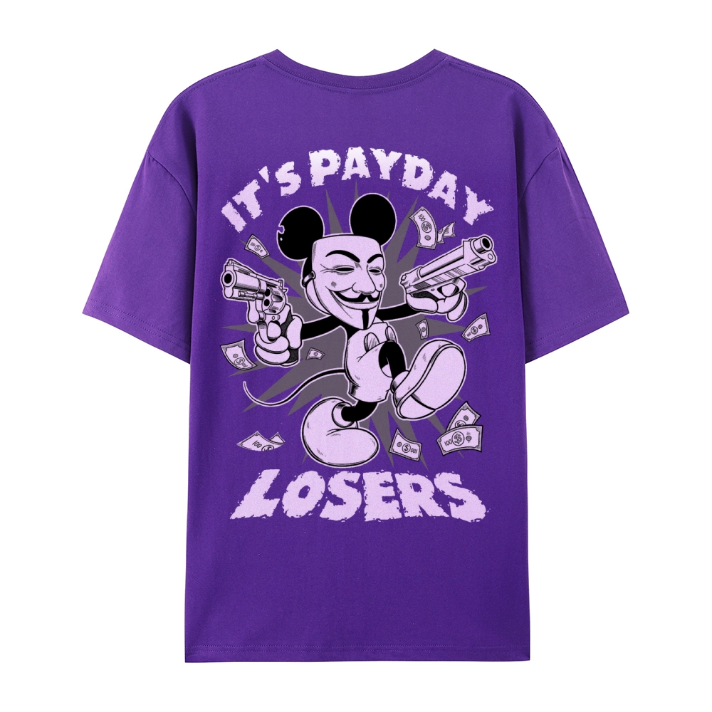 Gothic Fleischer Style Graphic Crew Neck T-Shirt - PAYDAY