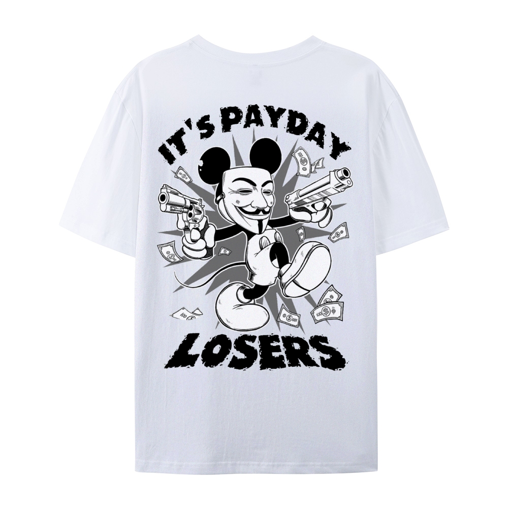 Gothic Fleischer Style Graphic Crew Neck T-Shirt - PAYDAY