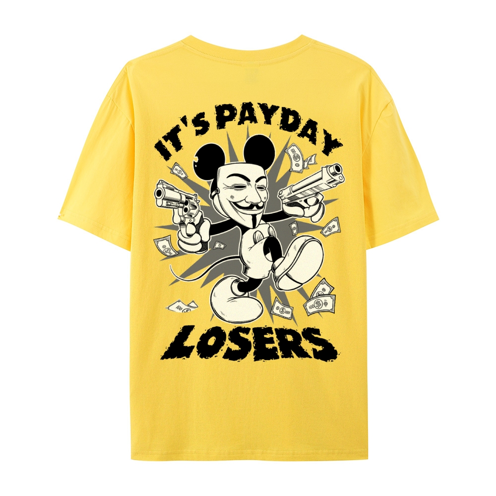 Gothic Fleischer Style Graphic Crew Neck T-Shirt - PAYDAY