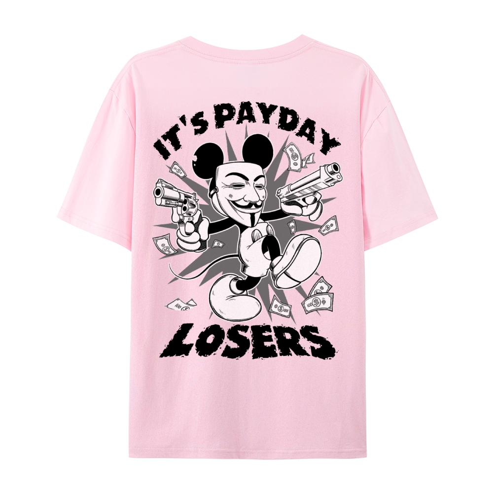 Gothic Fleischer Style Graphic Crew Neck T-Shirt - PAYDAY