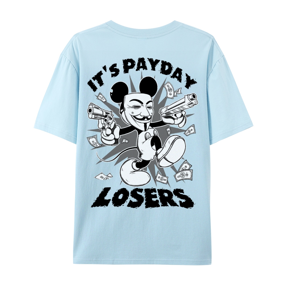 Gothic Fleischer Style Graphic Crew Neck T-Shirt - PAYDAY