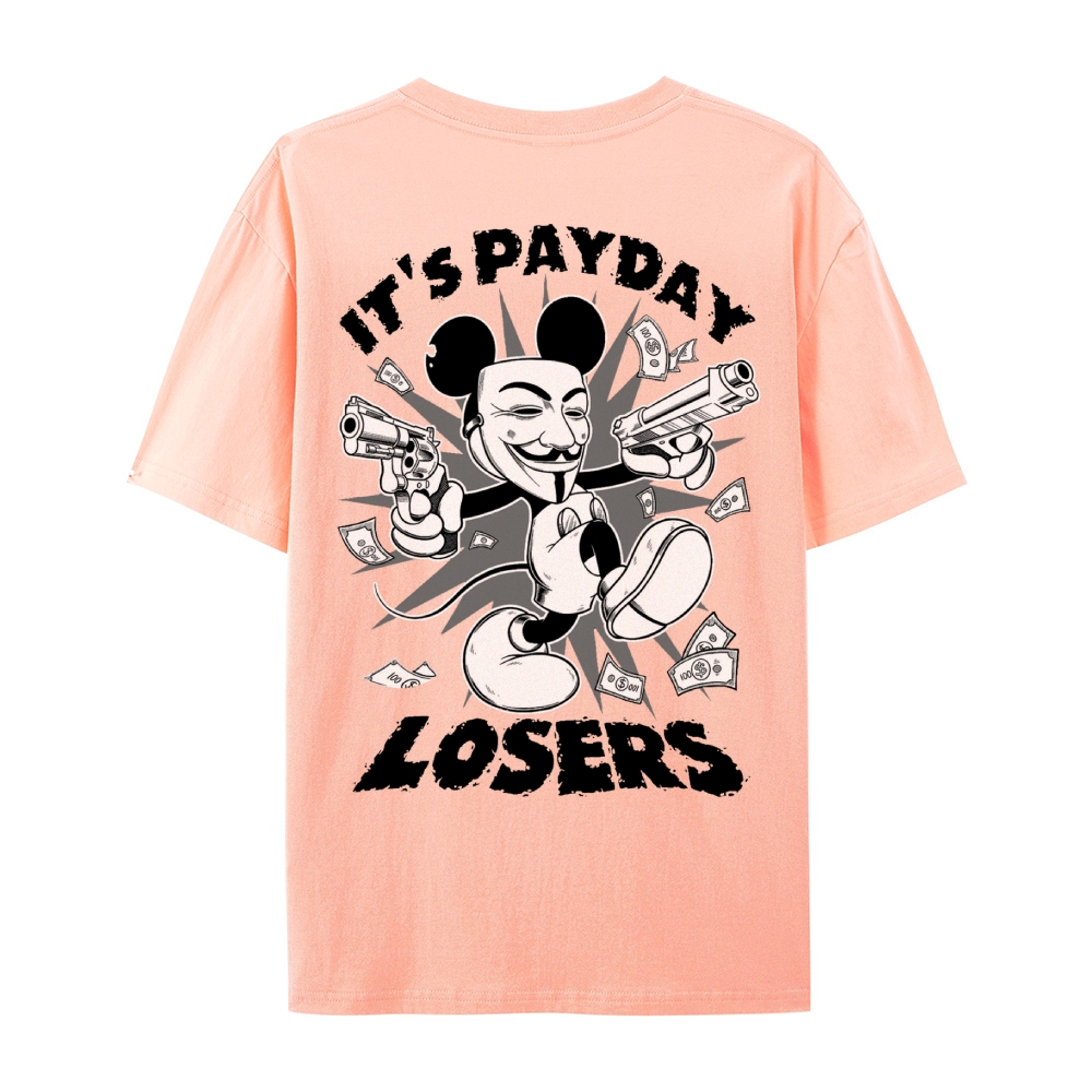 Gothic Fleischer Style Graphic Crew Neck T-Shirt - PAYDAY