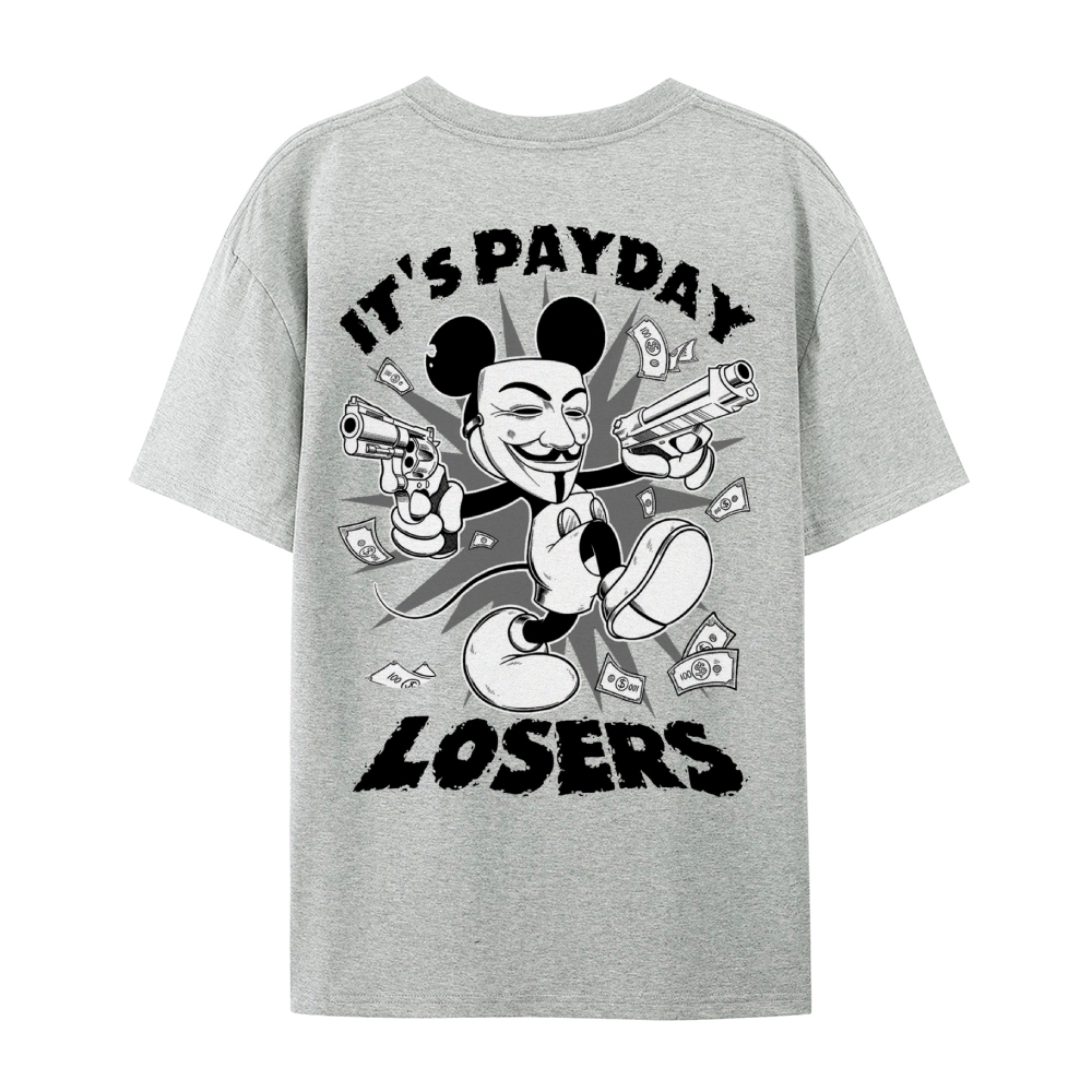 Gothic Fleischer Style Graphic Crew Neck T-Shirt - PAYDAY