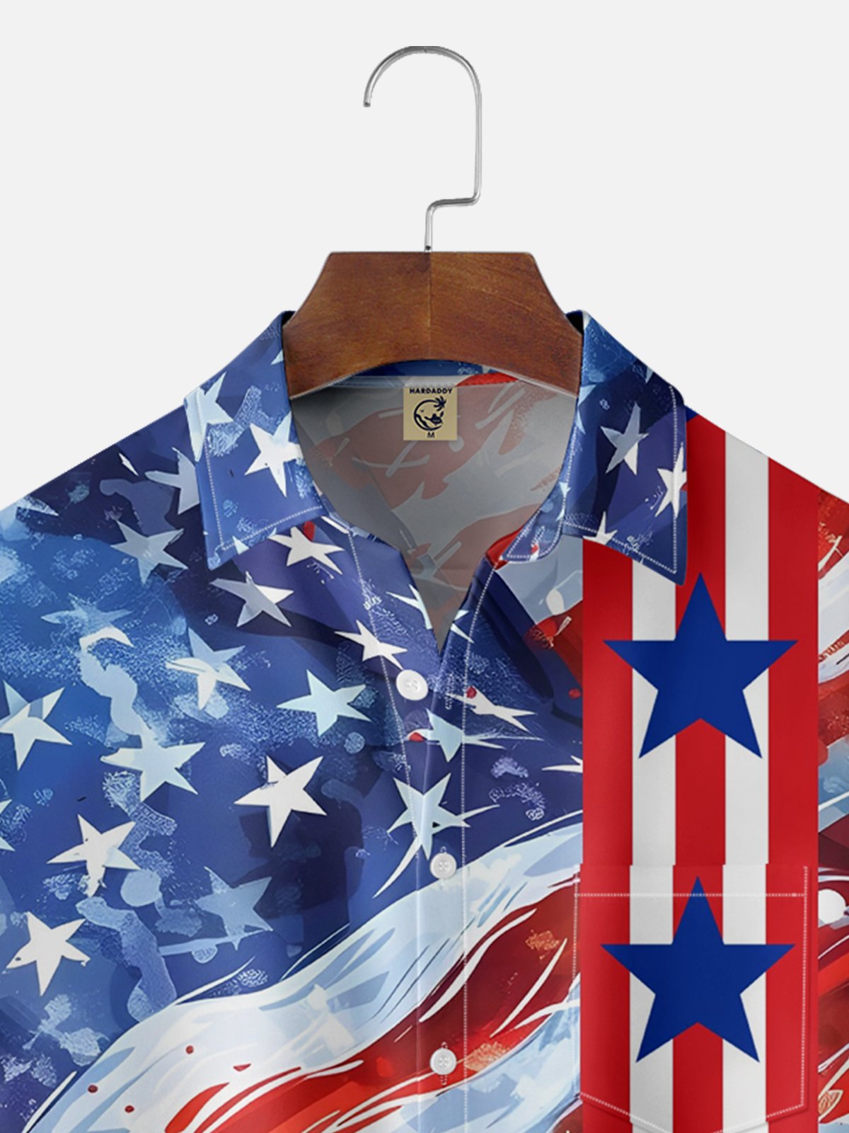 Moisture-wicking American Flag Memorial Day Chest Pocket Casual Shirt