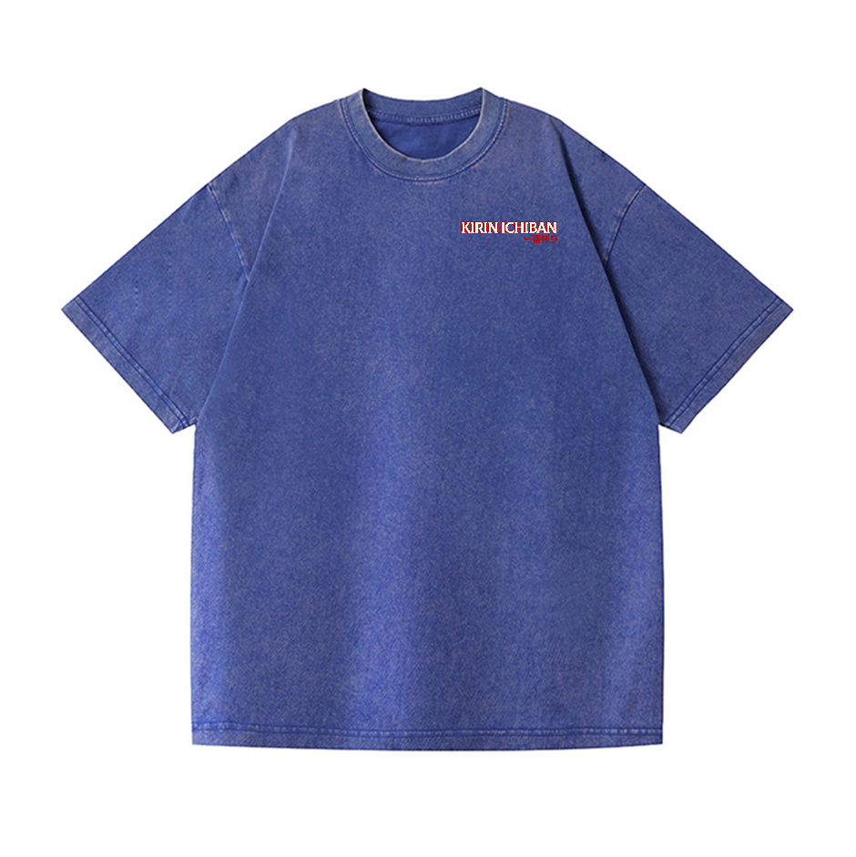Kirin Beer Vintage Wash Japanese Design Back Art T-Shirt