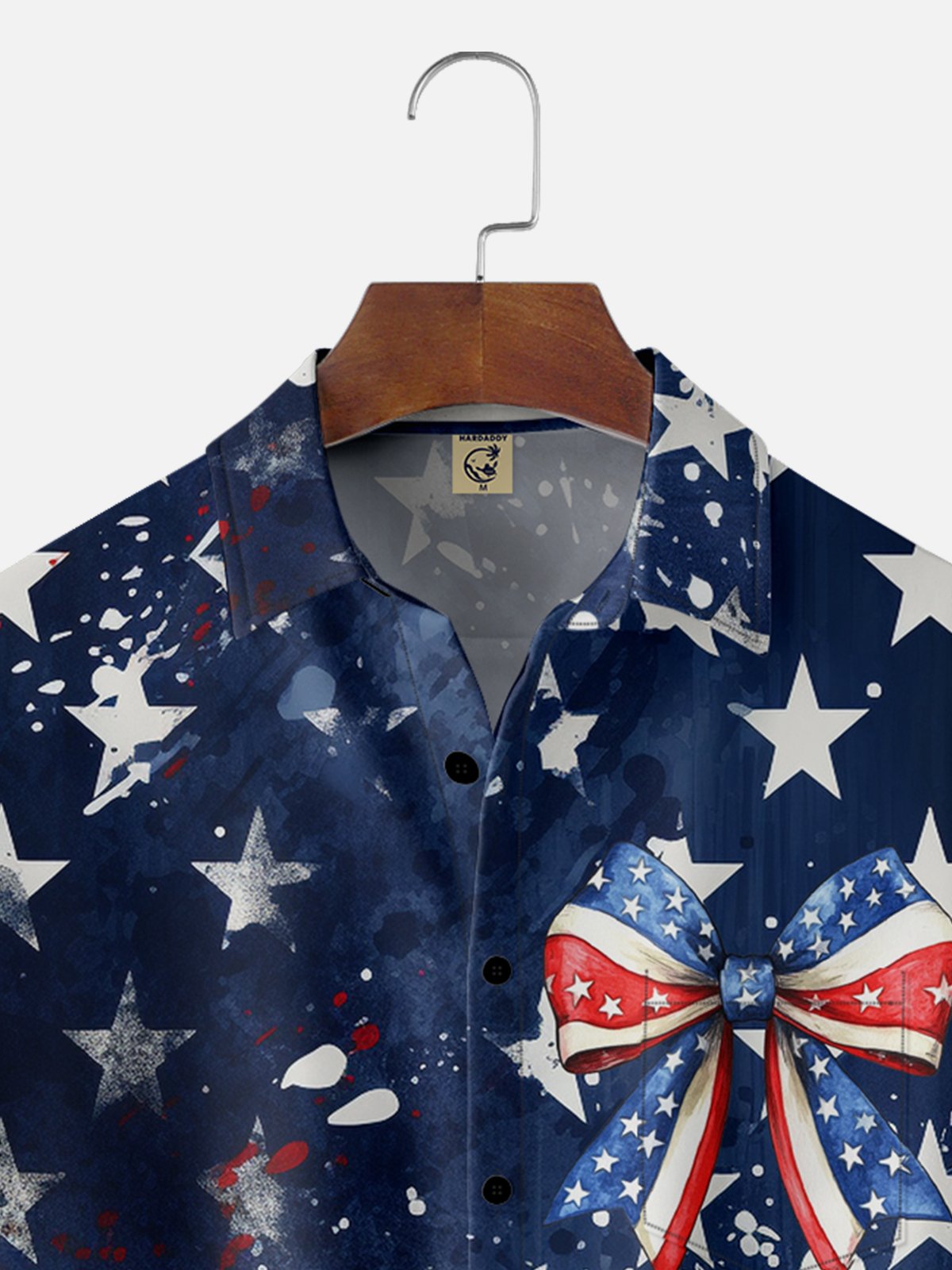 Moisture-wicking American Flag Bow Chest Pocket Casual Shirt