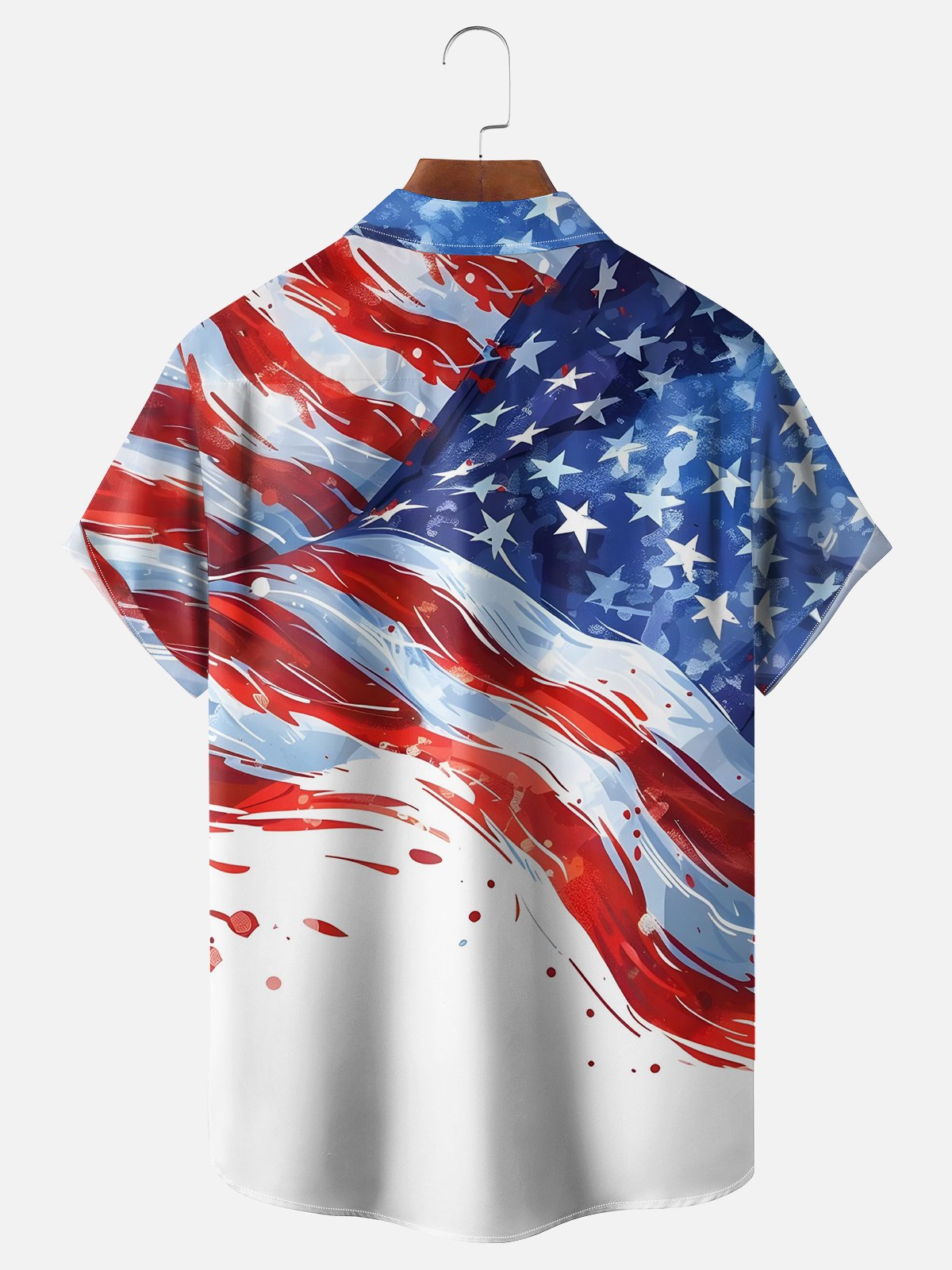 Moisture-wicking American Flag Memorial Day Chest Pocket Casual Shirt