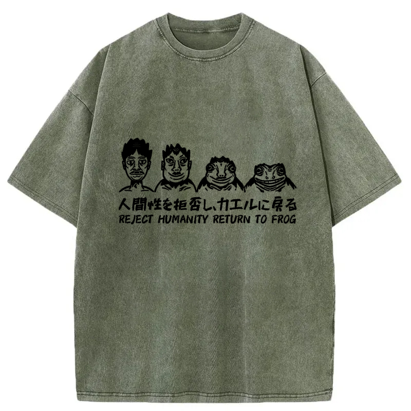 Tokyo-Tiger Reject Humanity Return To Frog Washed T-Shirt