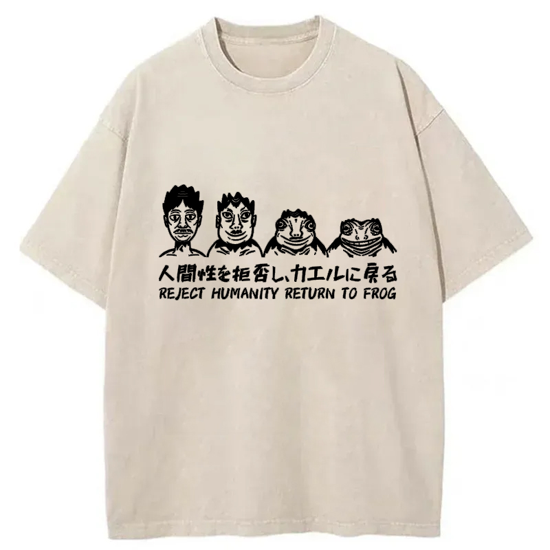 Tokyo-Tiger Reject Humanity Return To Frog Washed T-Shirt