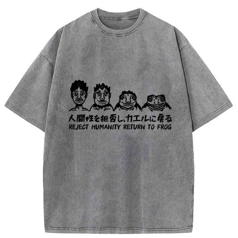 Tokyo-Tiger Reject Humanity Return To Frog Washed T-Shirt