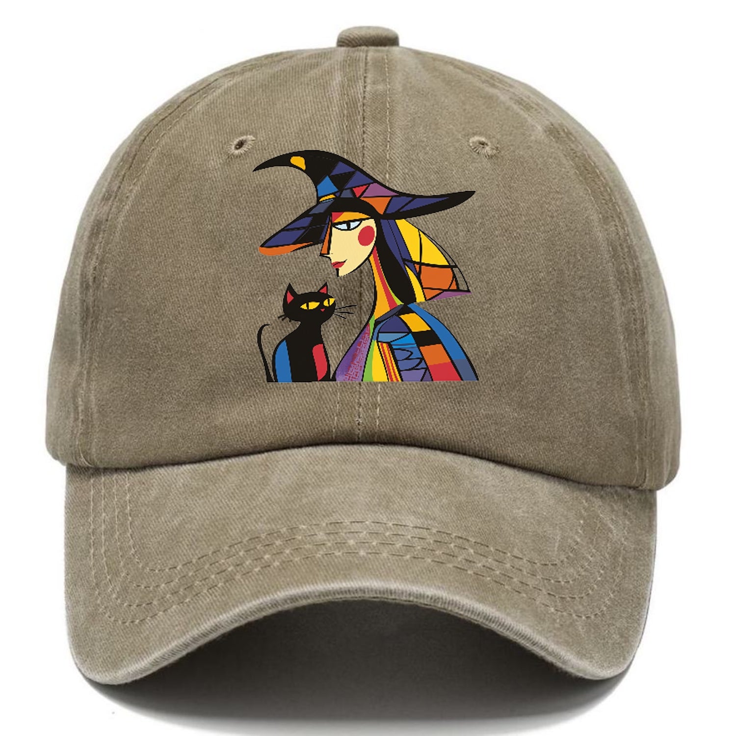 Stylized Witch With Cat Classic Cap