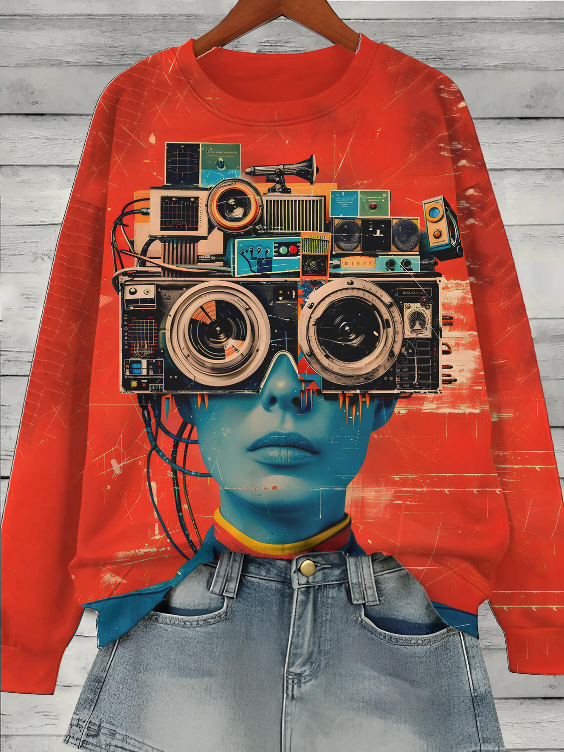 Women's Vintage Loudspeaker Woman Art Print Sweatshirt