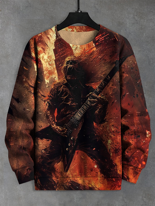 Men's Punk Rock Skull Art Print Casual Sweatshirt