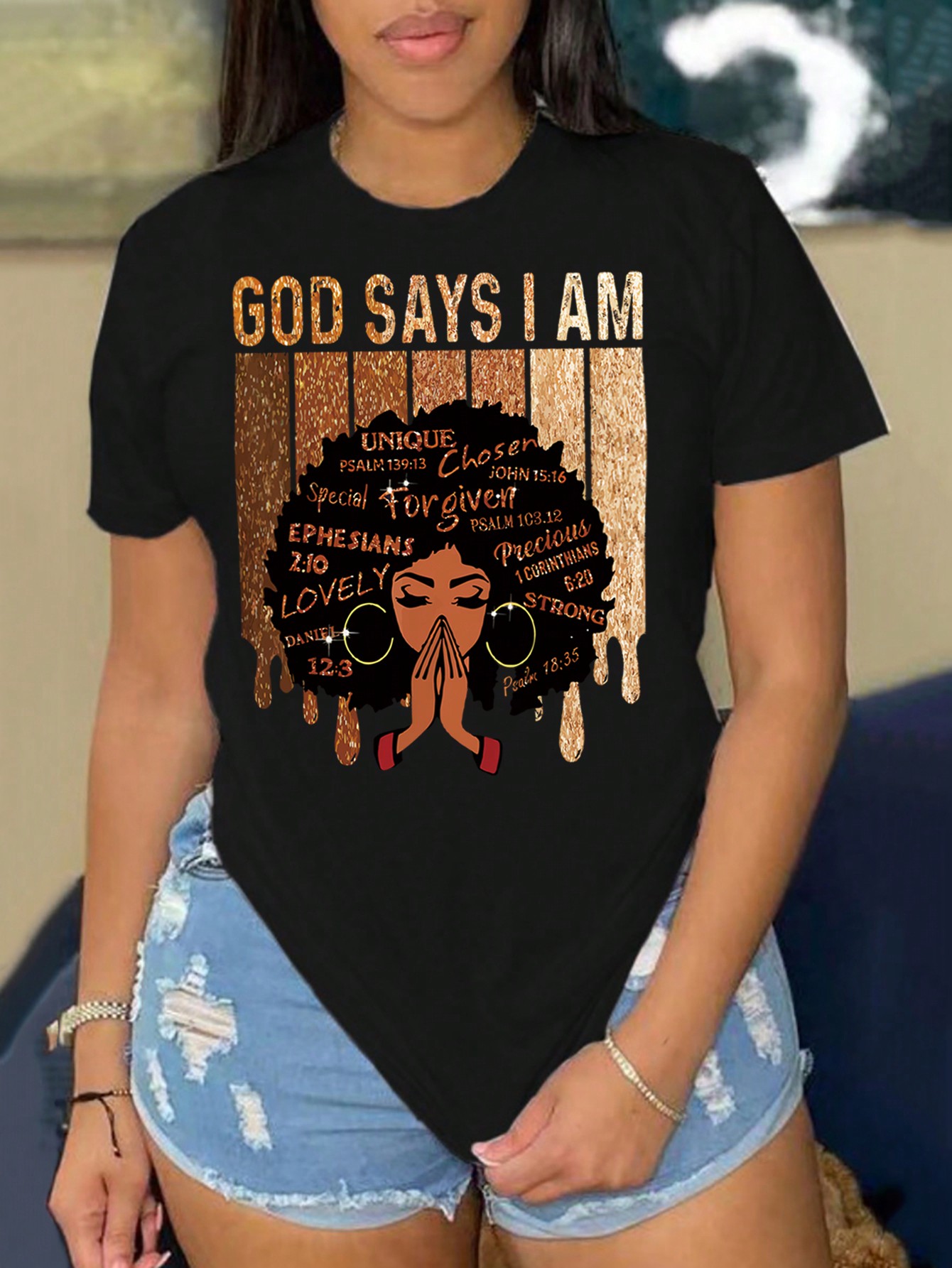 Women's God Says I Am Print Short Sleeve T-Shirt