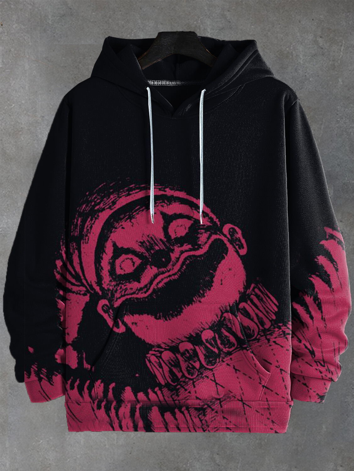 Men's Horror Evil Doll Dark Print Hooded Sweatshirt