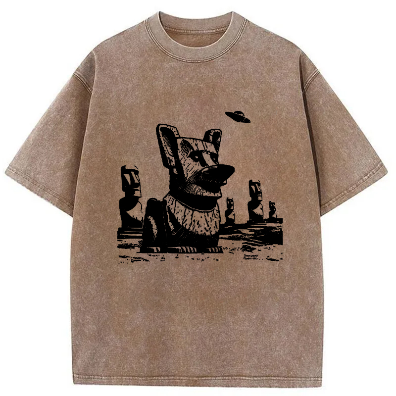 Tokyo-Tiger Funny Corgi Washed T-Shirt