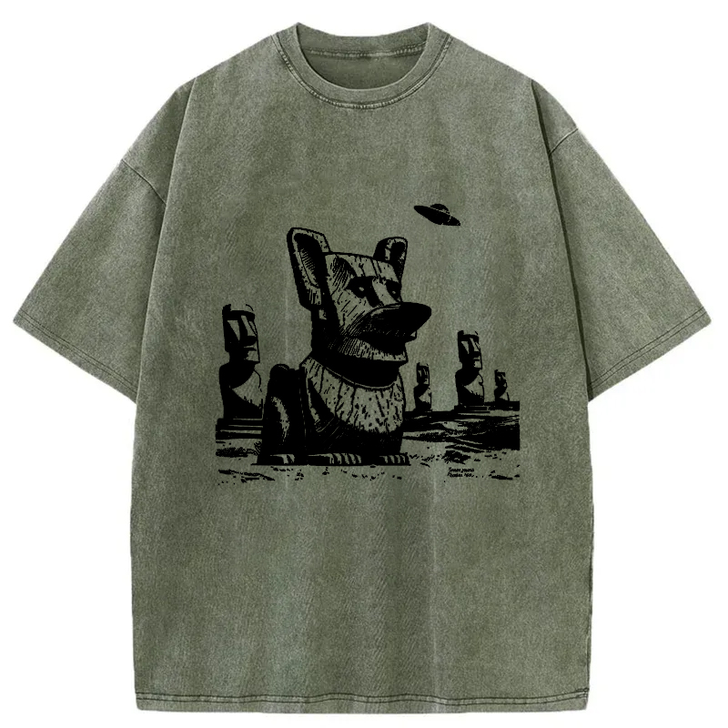 Tokyo-Tiger Funny Corgi Washed T-Shirt