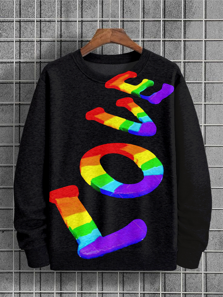 Men's LGBT Rainbow Love Graphic Print Casual Sweatshirt