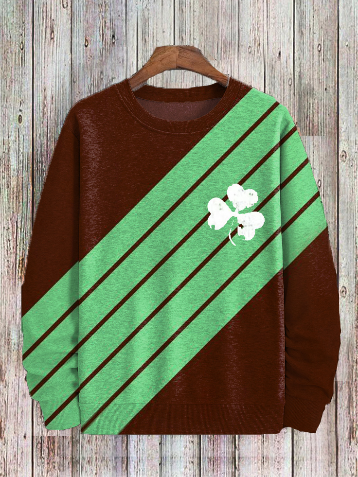 Men's St. Patrick's Day Irish Clover Graphic Print Casual Sweatshirt