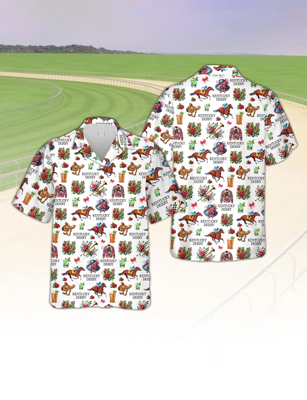 Kentucky Derby 151st Run For the Roses Horse Racing Button Down Hawaiian Shirt
