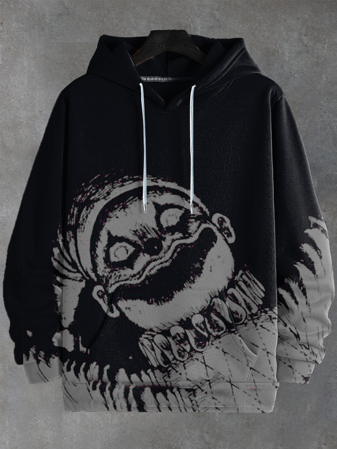 Men's Horror Evil Doll Dark Print Hooded Sweatshirt