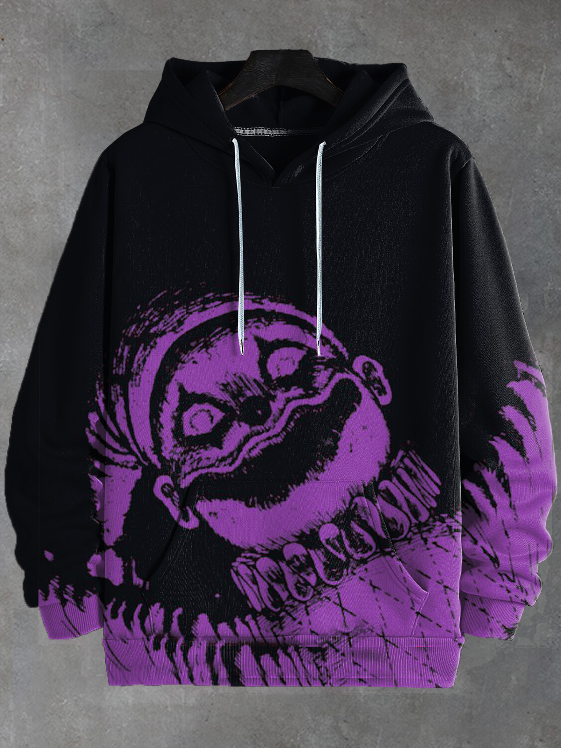 Men's Horror Evil Doll Dark Print Hooded Sweatshirt
