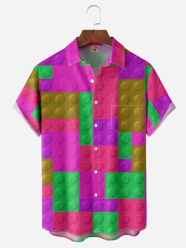 Hardaddy Minifigures Chest Pocket Short Sleeve Casual Shirt