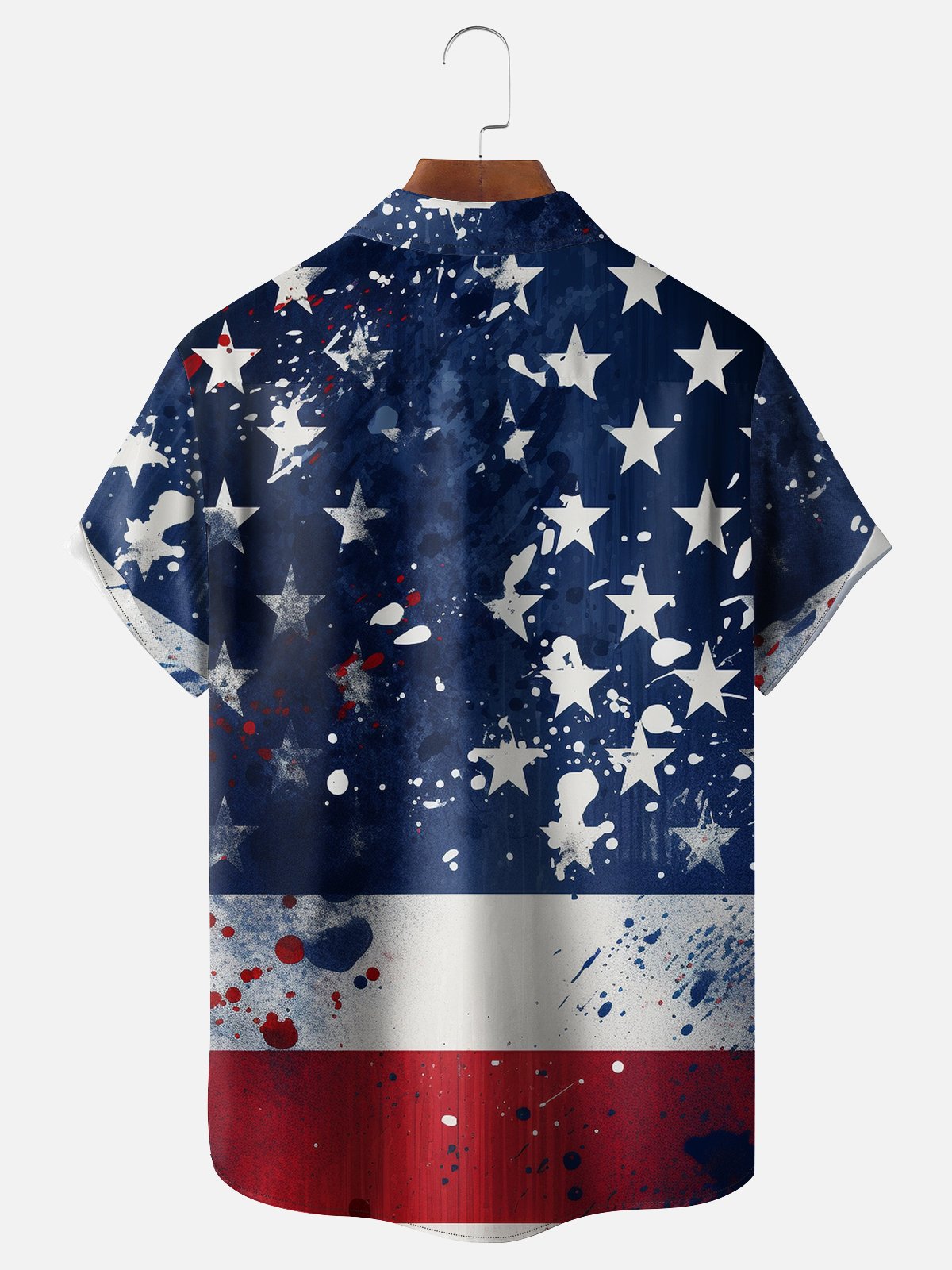 Moisture-wicking American Flag Bow Chest Pocket Casual Shirt