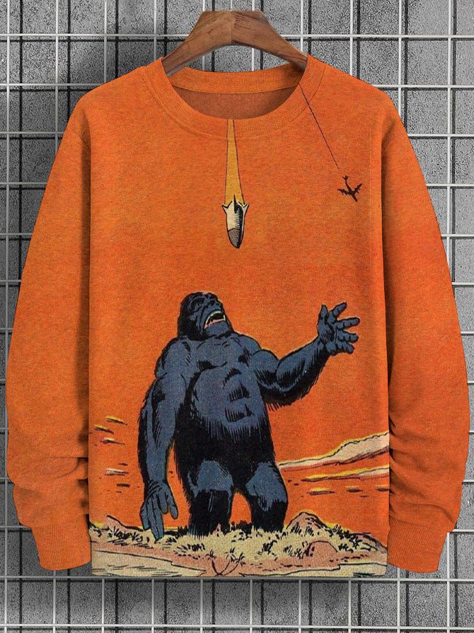 Men's Gorilla Art Print Casual Long Sleeve Sweatshirt