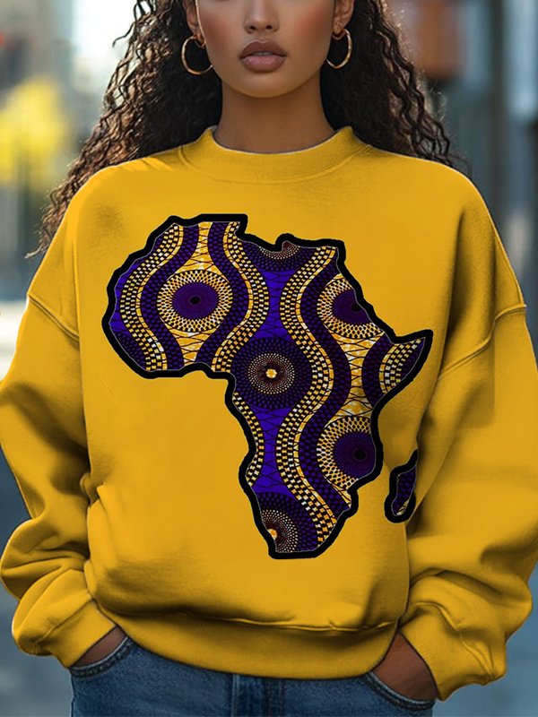 Women's Tribe Africa Map Art Print Cozy Sweatshirt