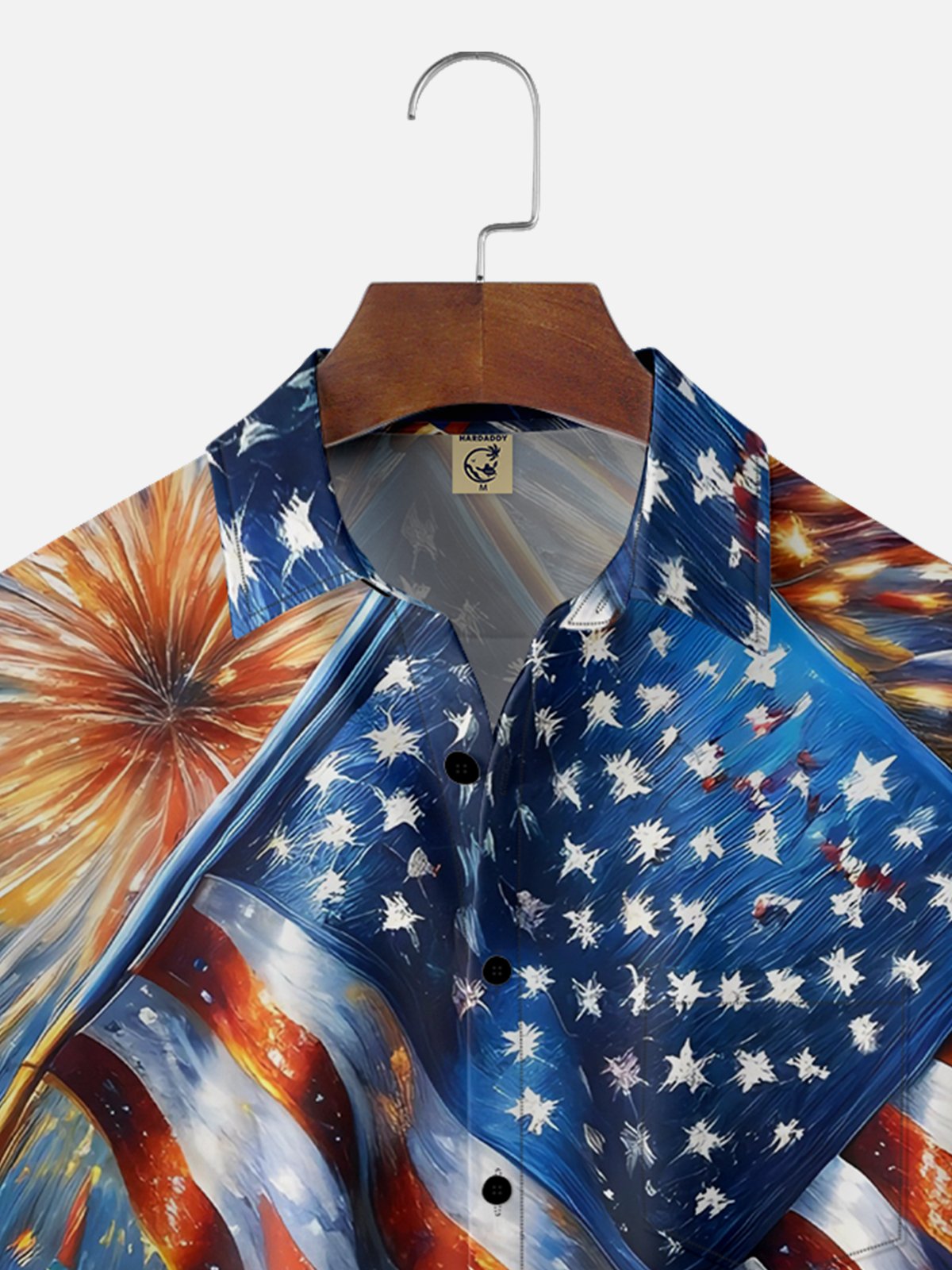 Moisture-wicking Happy Independence Day God Bless American Flag Chest Pocket Casual Shirt