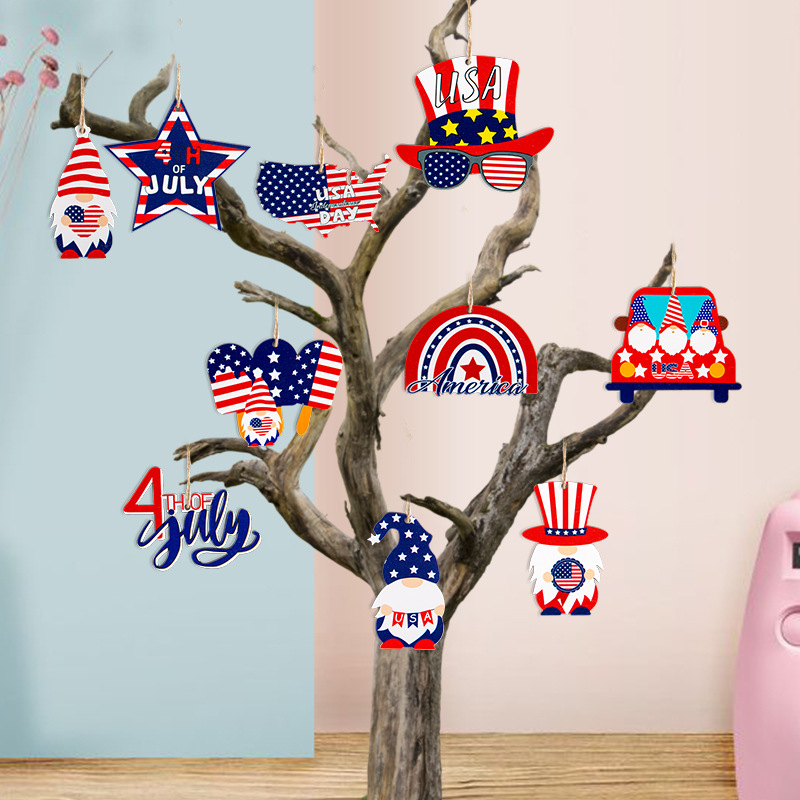 💐Independence Day Pre-sale - 🌸Patriotic Ornaments for Tree Wooden