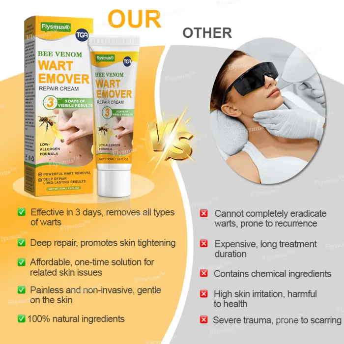 👨‍⚕️✅Pain-free flysmus® Bee Venom Wart-Removal Repair Cream—Made for all skin types (🔥Buy 1 Get 1 Free🔥)